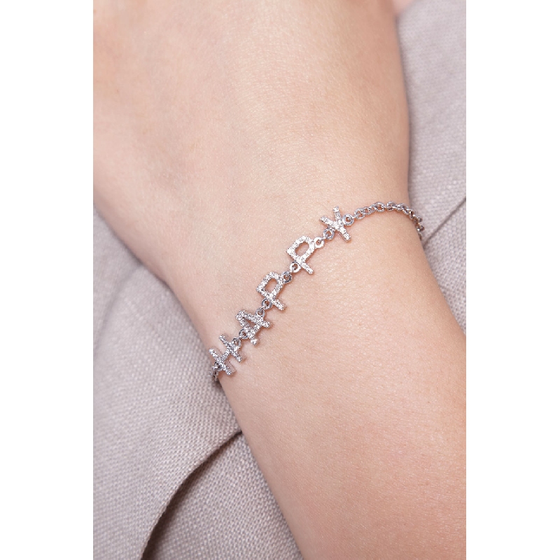 Pulsera con letras HAPPY en oro blanco y diamantes Pulsera con letras HAPPY en oro blanco y diamantes