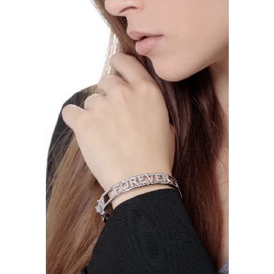 Pulsera letras FOREVER oro blanco y diamantes