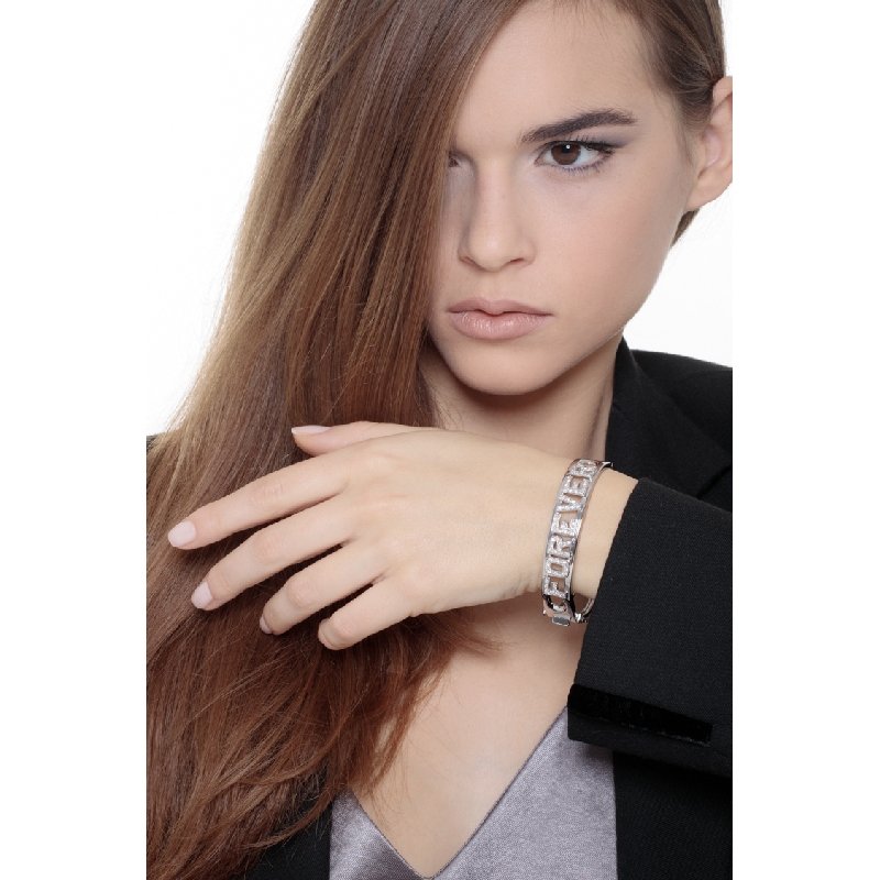 Brazalete rigido FOREVER en oro blanco 18k con diamantes