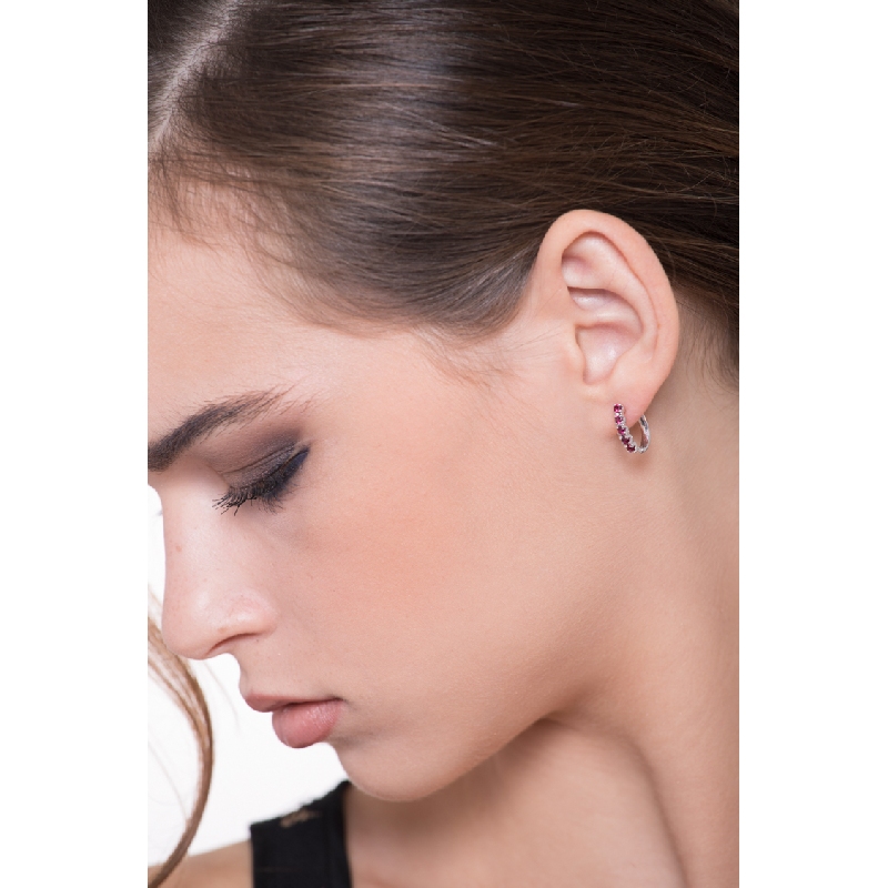 Pendientes Mujer en oro blanco 18k rubies Pendientes Mujer en oro blanco 18k rubies