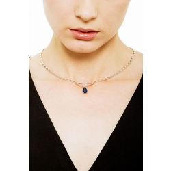 Collar semi-rígido oro blanco 18k con segmentos con zafiro azul  2