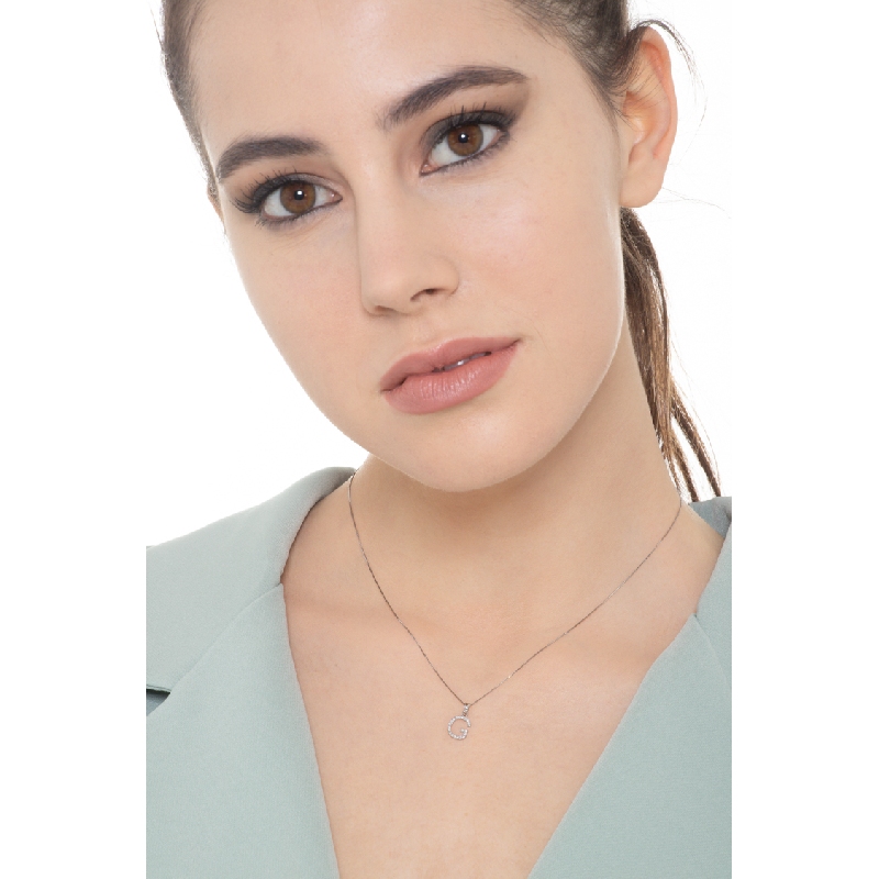 Collar letra G oro blanco 18k diamantes