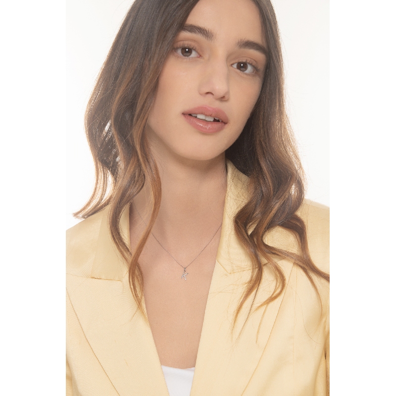 Collar letra K oro blanco 18k diamantes
