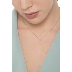 Collar oro blanco 18k letra L diamantes 2