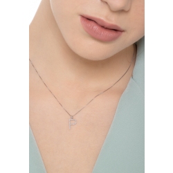 Collar con letra colgante P oro blanco y diamantes 1cm 2
