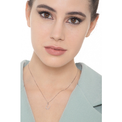 Collar con letra colgante U oro y diamantes