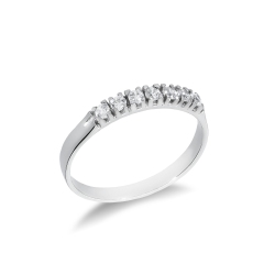 Anillo oro blanco 18k con 7 circonitas blancas