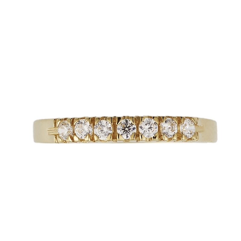 Anillo en oro amarillo 18k con siete circonitas