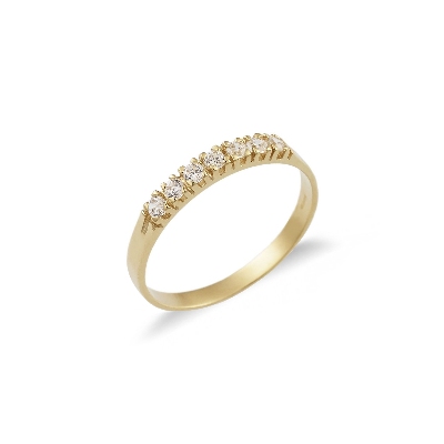 Anillo en oro amarillo 18k con siete circonitas