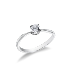 Anillo solitario de oro blanco 18 quilates con circonita blanca