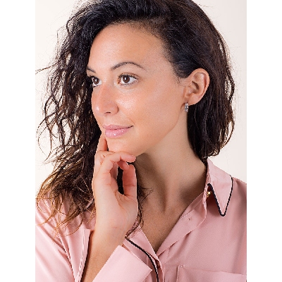 Pendientes en oro blanco con dos hileras de circonitas