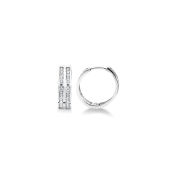 Pendientes en oro blanco con dos hileras de circonitas