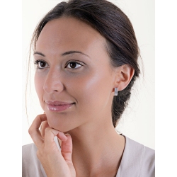 Pendientes en oro blanco 18k con tres filas de circonitas 2