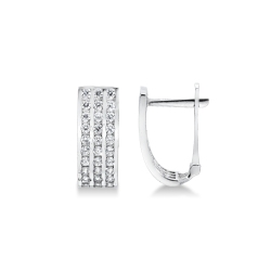 Pendientes en oro blanco 18k con tres filas de circonitas