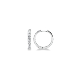 Pendientes de aro en oro blanco 18k con circonitas
