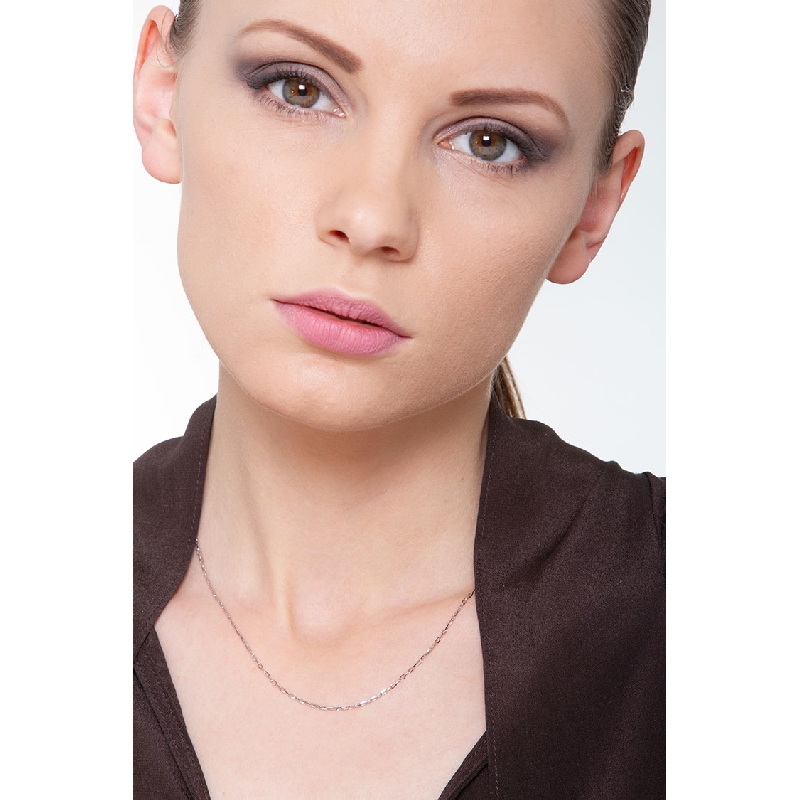 Cadena de oro blanco 18k con eslabones roló, 45 cm 