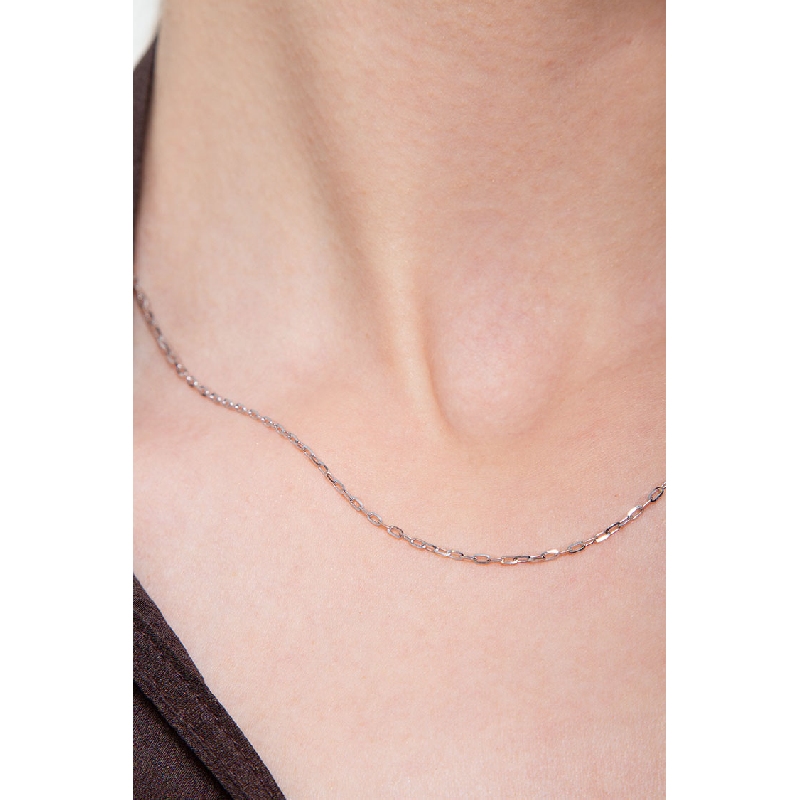 Cadena de oro blanco 18k con eslabones roló, 45 cm 