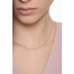 Collar oro blanco 18k con detalles diamantados 40 cm 2