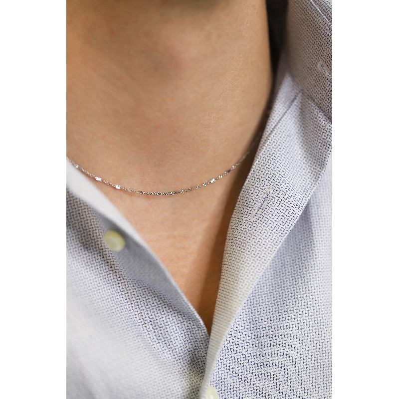 Collar diamantado en oro blanco 18k 50 cm Collar diamantado en oro blanco 18k 50 cm