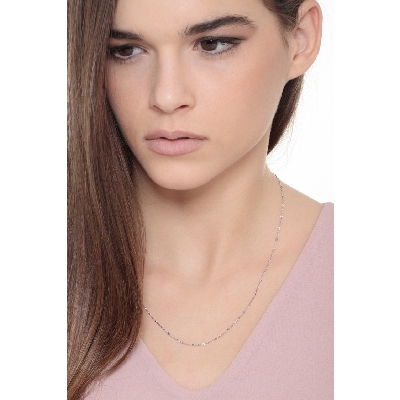 Collar diamantado en oro blanco 18k 50 cm