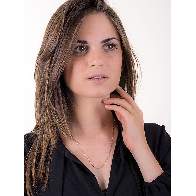 Cadena acanalada en oro blanco de 18k, 50 cm