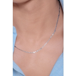 Cadena plana en oro blanco 18k, 50 cm 2