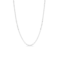 Cadena plana en oro blanco 18k, 50 cm