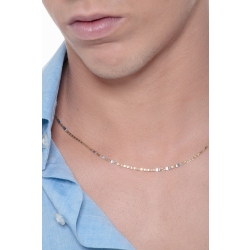 Cadena plana en oro blanco y amarillo 18k, 50 cm 2