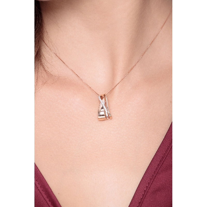 Collar en oro blanco y rosa de 18k con diamantes Collar en oro blanco y rosa de 18k con diamantes