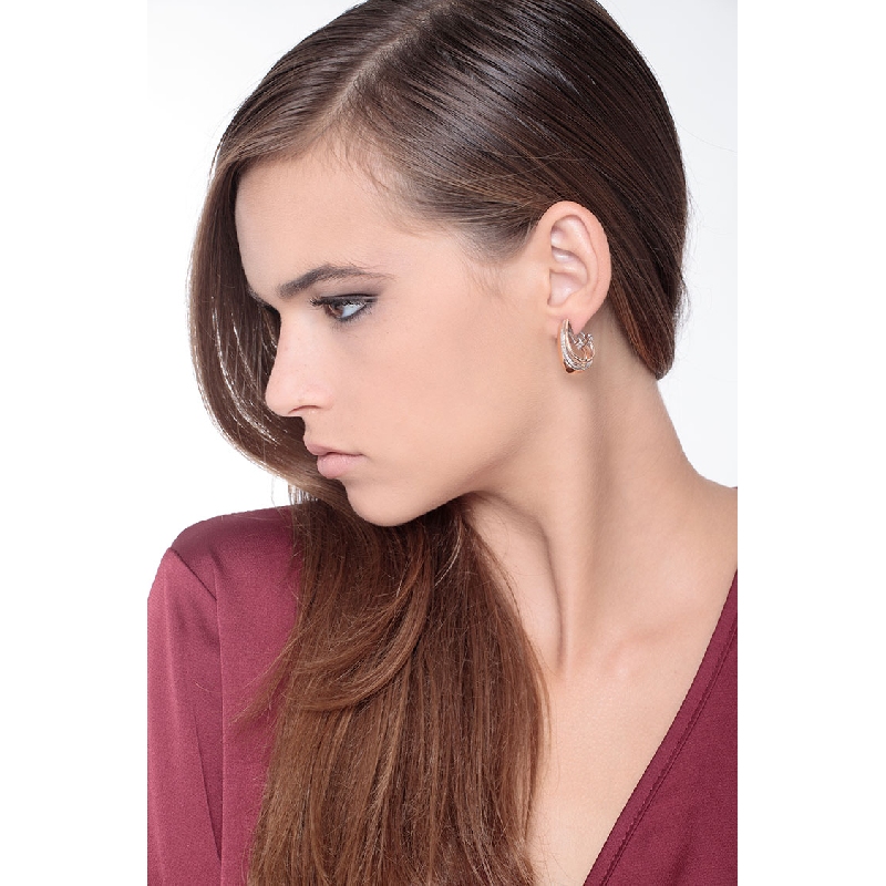 Pendientes en oro blanco y rosa de 18k con diamantes Pendientes en oro blanco y rosa de 18k con diamantes