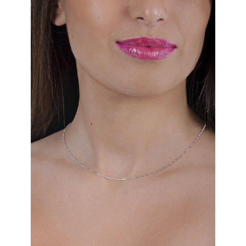 Cadena con pequeñas esferas en oro blanco 18k 40 cm Cadena con pequeñas esferas en oro blanco 18k 40 cm