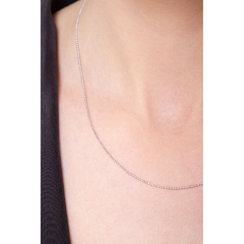 Cadena de bolitas en oro blanco 18k 45 cm