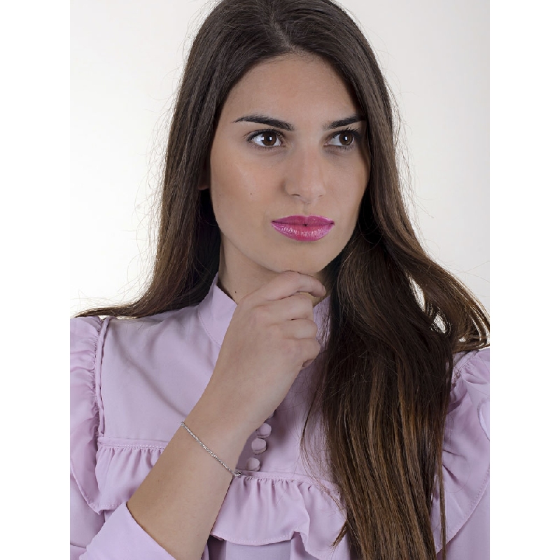 Pulsera en oro blanco 18k con delicadas bolitas