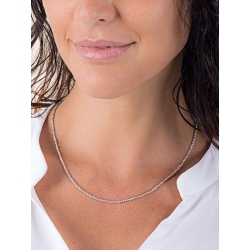 Cadena bolitas diamantadas en oro blanco 18k, 45 cm 2