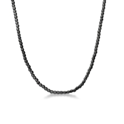 Catena palline diamantate in oro nero 18k, cm 40