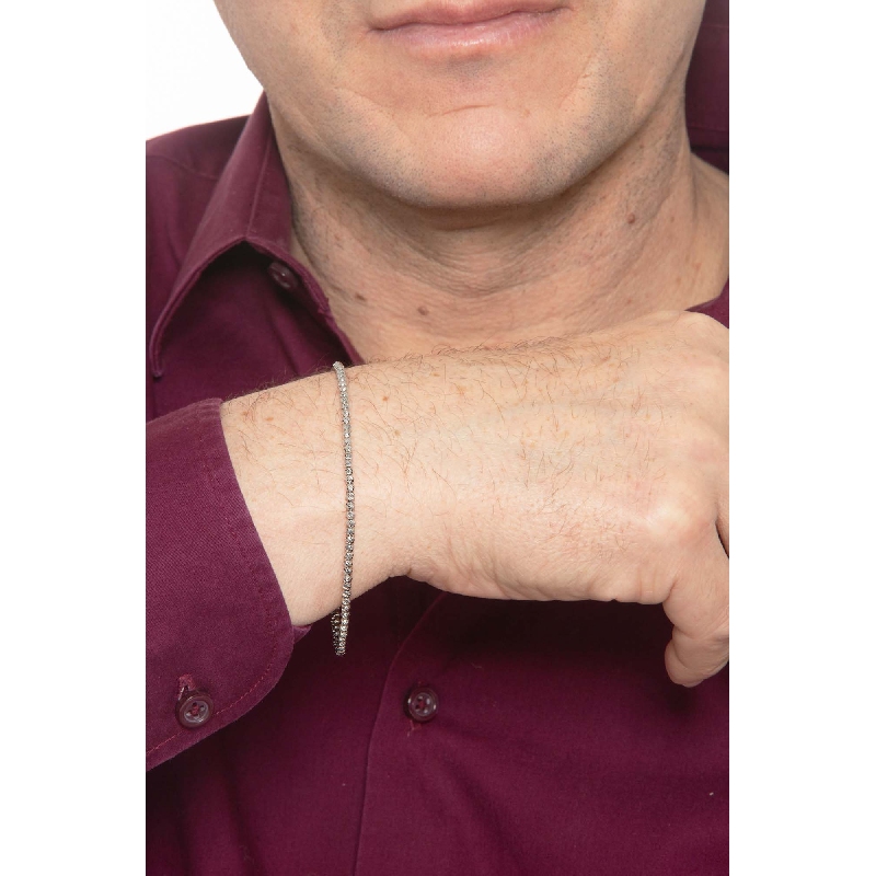 Pulsera de fantasía con bolitas en oro blanco godronado Pulsera de fantasía con bolitas en oro blanco godronado