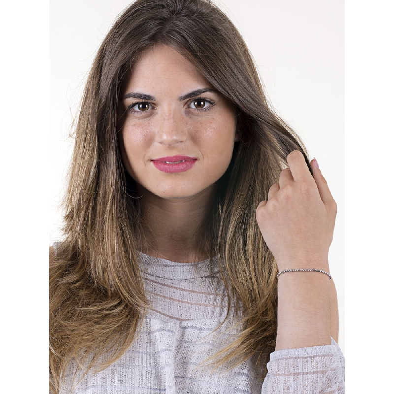 Pulsera de fantasía con bolitas en oro blanco godronado Pulsera de fantasía con bolitas en oro blanco godronado