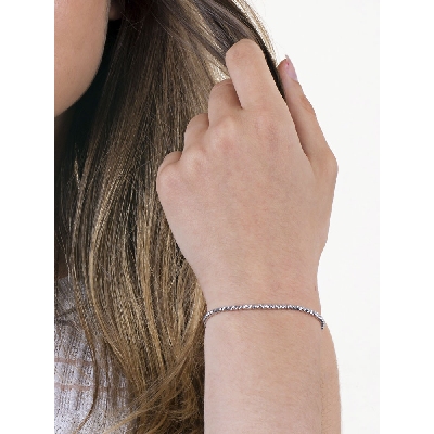 Pulsera de fantasía con bolitas en oro blanco godronado