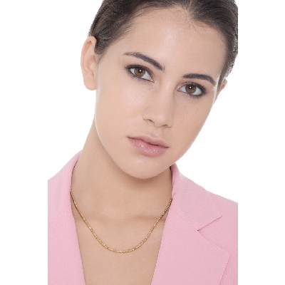 Gargantilla con esferas diamantadas en oro amarillo 18k