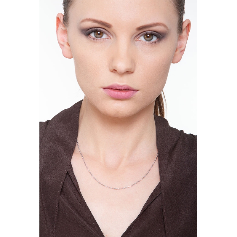 Collar oro blanco 18k cadena roló 45 cm