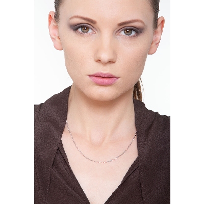 Collar oro blanco 18k cadena roló 45 cm