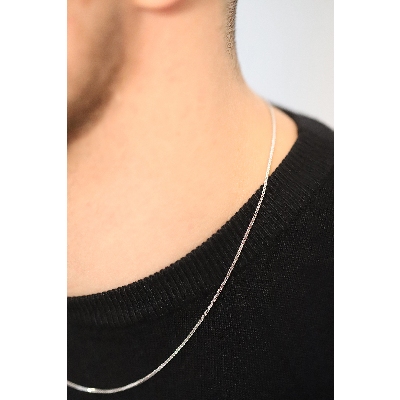 Cadena veneziana godronada en oro blanco 50 cm