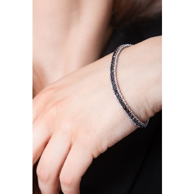 Pulsera Rivière Brillantes Negros y blancos 