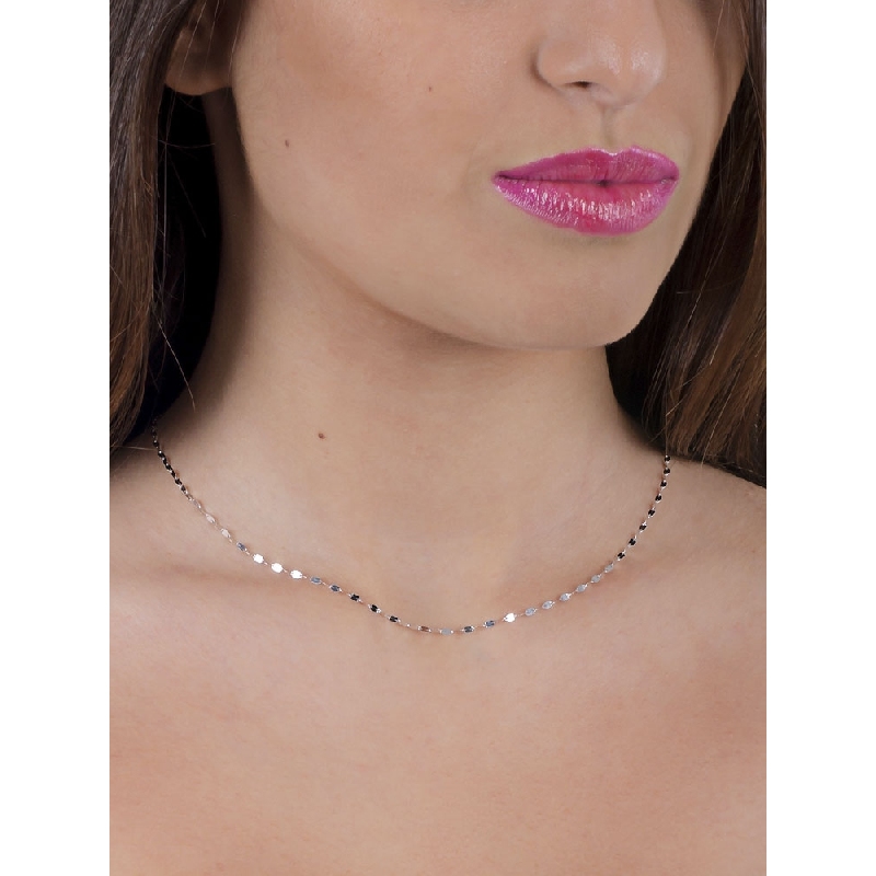 Collar clásico godronado en Oro Blanco 18k