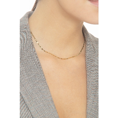 Collar en Oro Amarillo 18k con Eslabón Godronado 2 mm