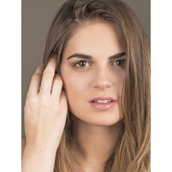 Anillo en V de doble fila en oro blanco 18k con diamantes 2