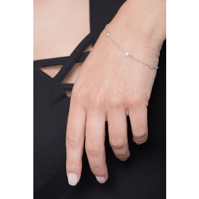  Brazalete en oro blanco de 18k con diamantes cm 18 ct 0,15
