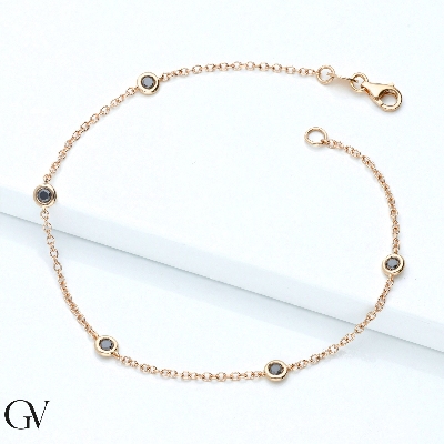 Pulsera de oro rosa de 18k con diamantes negros