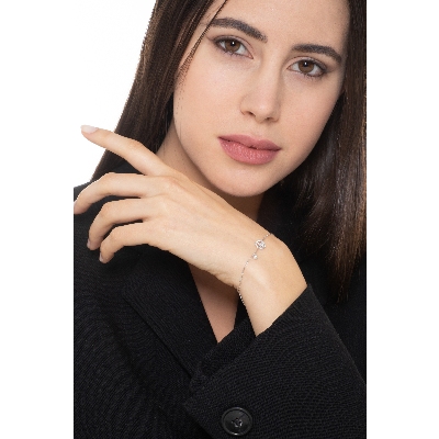 Pulsera Peace&Love en oro blanco de 18k y diamantes