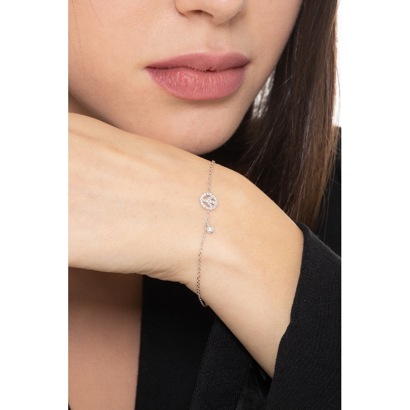 Pulsera Peace&Love en oro blanco de 18k y diamantes Pulsera Peace&Love en oro blanco de 18k y diamantes